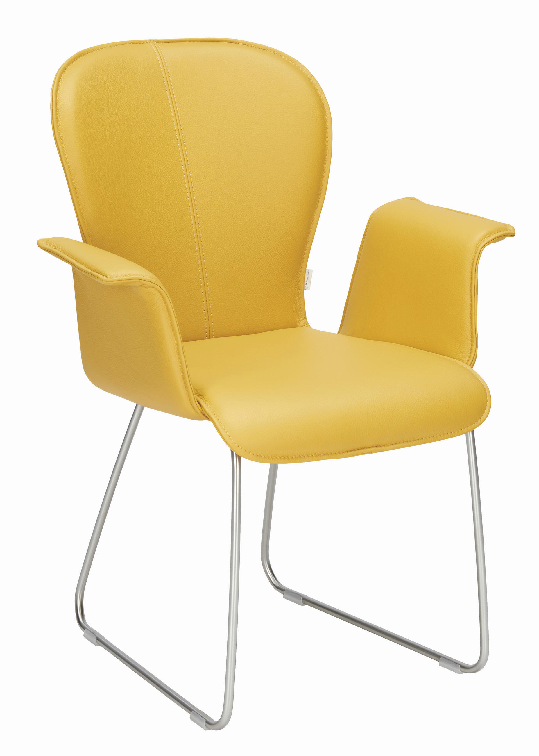 ARMLEHNSTUHL  in Edelstahl Echtleder pigmentiert  - Edelstahlfarben/Gelb, Design, Leder/Metall (69/91/61cm) - Bert Plantagie