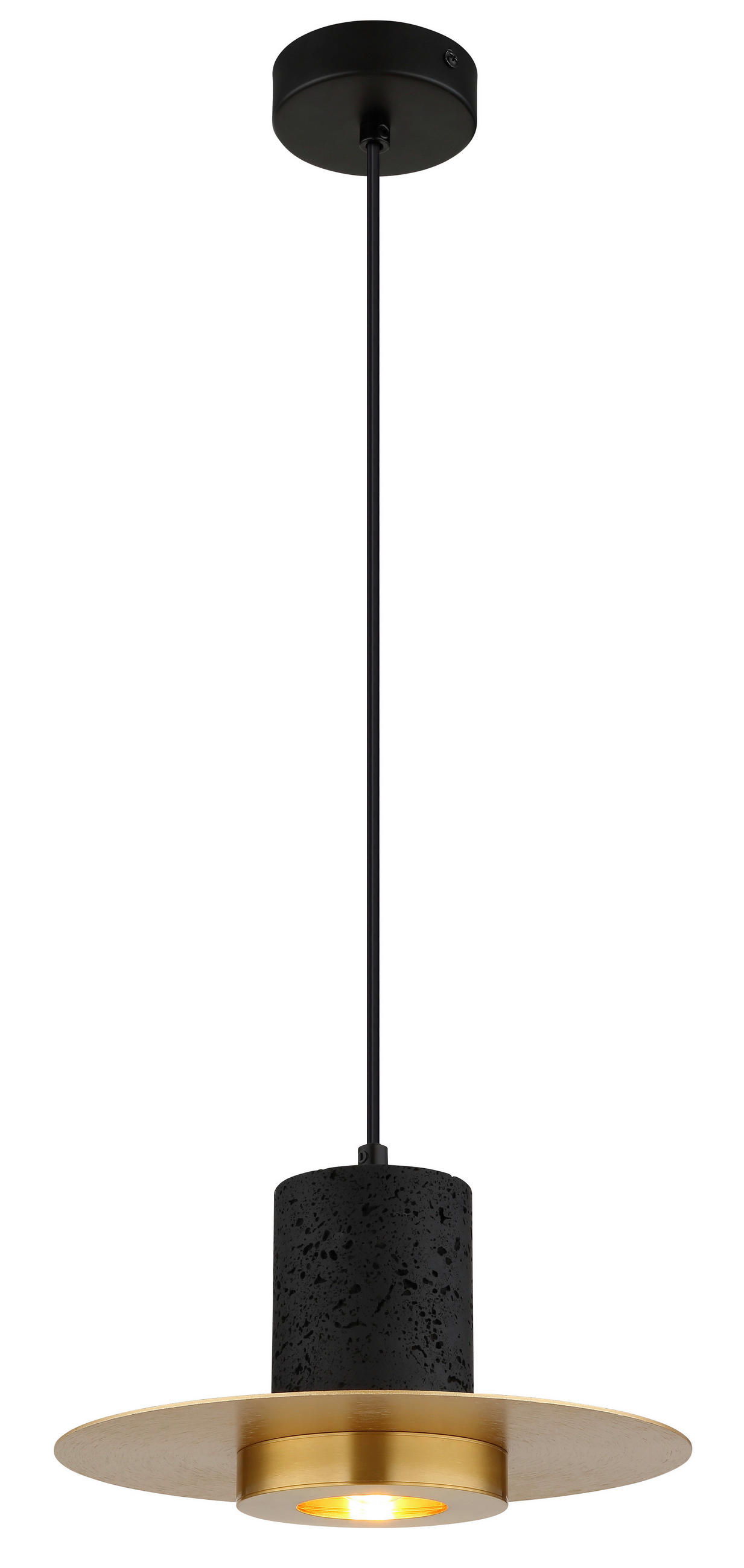 HÄNGELEUCHTE Shanna 28/130 cm  - Messingfarben/Schwarz, Design, Kunststoff/Stein (28/130cm) - Globo