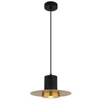 HÄNGELEUCHTE Shanna 28/130 cm  - Messingfarben/Schwarz, Design, Kunststoff/Stein (28/130cm) - Globo