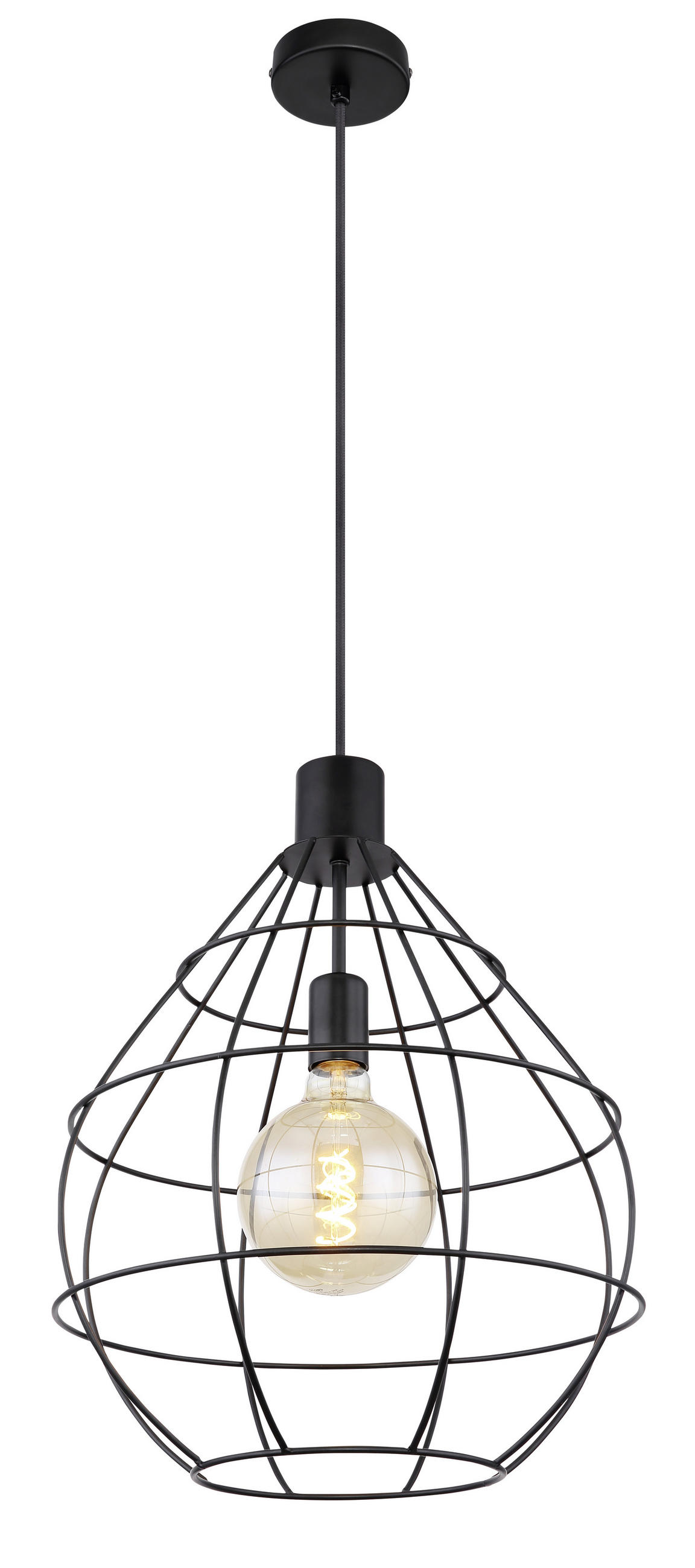 HÄNGLAMPA Edwin 37/120 cm  - svart, Trend, metall (37/120cm) - Globo