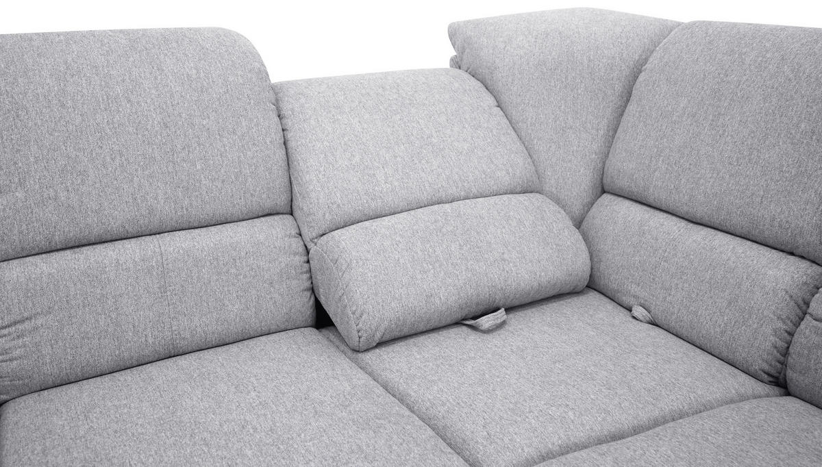 ECKSOFA Blaugrau Webstoff  - Silberfarben/Blaugrau, Design, Holz/Kunststoff (270/219cm) - Livetastic