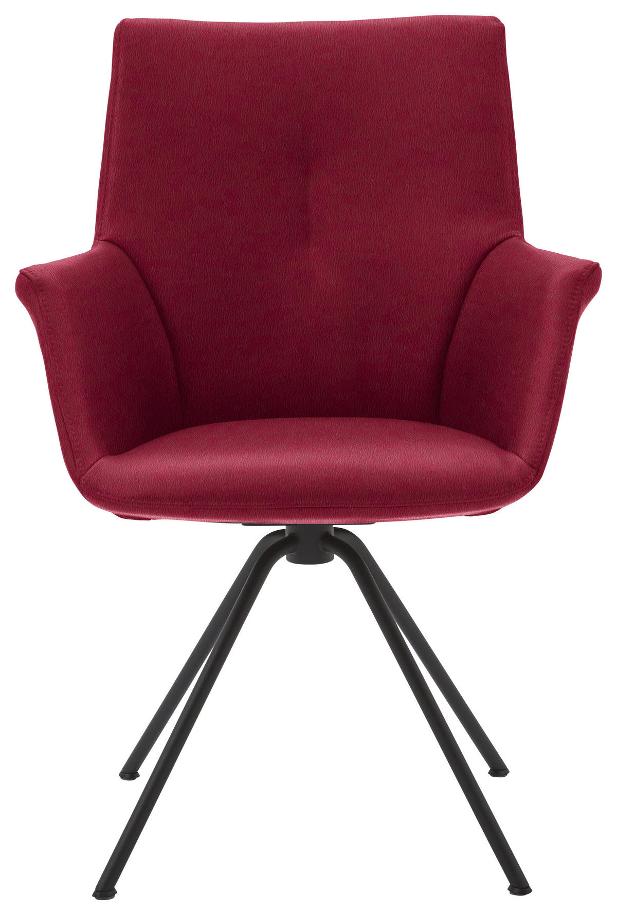 ARMLEHNSTUHL  in Stahl Echtleder pigmentiert  - Schwarz/Dunkelrot, Design, Leder/Metall (65/91/63cm) - Dieter Knoll