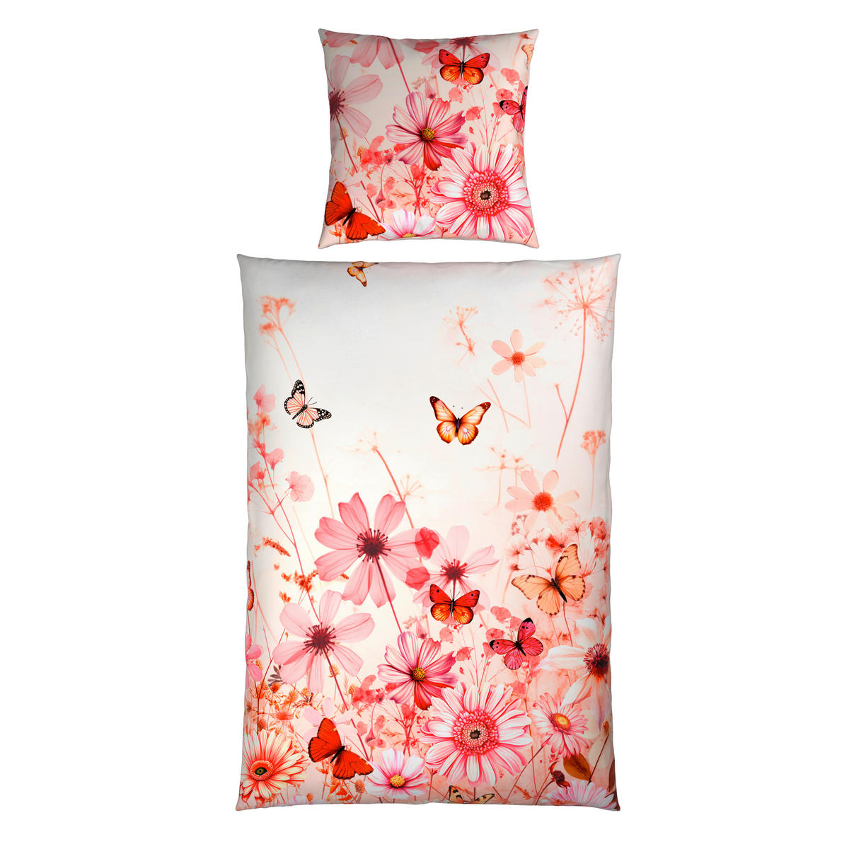 WENDEBETTWÄSCHE Satin 155/220 cm  - Rosa/Weiß, Textil (155/220cm) - Esposa