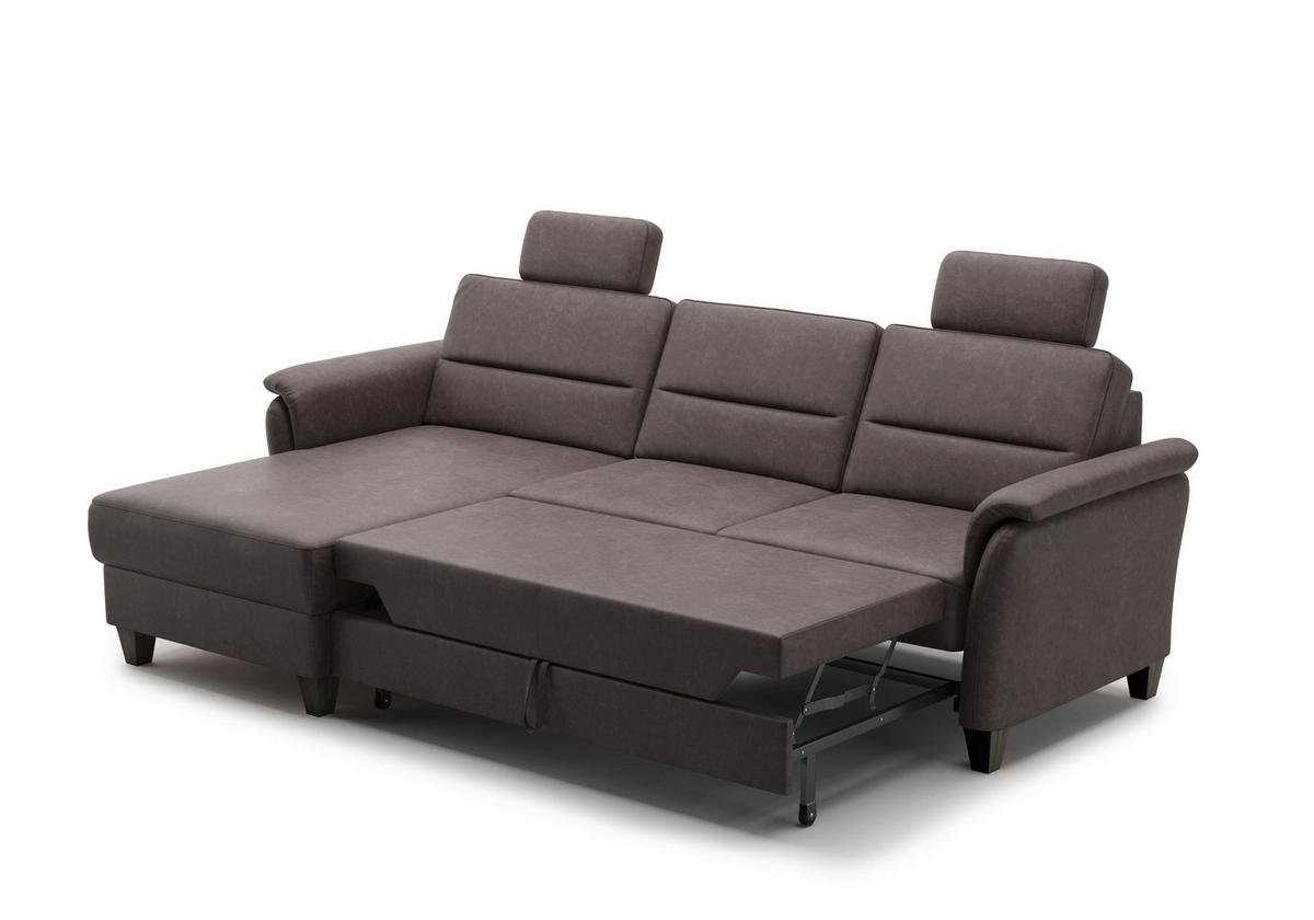 ECKSOFA in Mikrofaser Braun  163/244 cm  - Wengefarben/Braun, KONVENTIONELL, Holz/Textil (163/244cm) - Sit & More