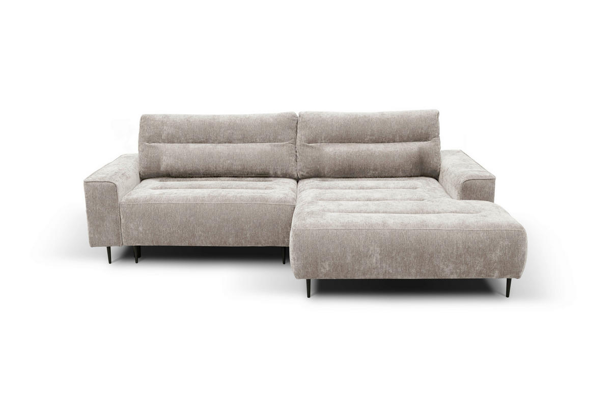 ECKSOFA Struktur Beige  - Beige/Schwarz, Design, Holz/Textil (260/160cm) - MID.YOU
