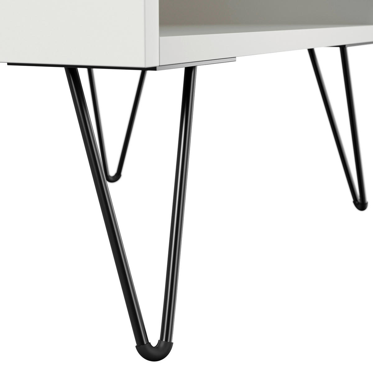 NACHTTISCH 51,2/50/35,6 cm  in Weiß Hochglanz  - Weiß Hochglanz/Schwarz, Basics, Holzwerkstoff/Metall (51,2/50/35,6cm) - MID.YOU