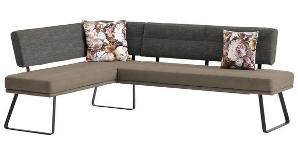 ECKBANK 169/225 cm in Schwarz, Sandfarben, Hellbraun - Sandfarben/Hellbraun, Design, Textil/Metall (169/225cm) - Dieter Knoll