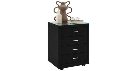 NACHTSCHRANK 50/64/41,5 cm - Chromfarben/Anthrazit, KONVENTIONELL, Glas/Textil (50/64/41,5cm) - Dieter Knoll