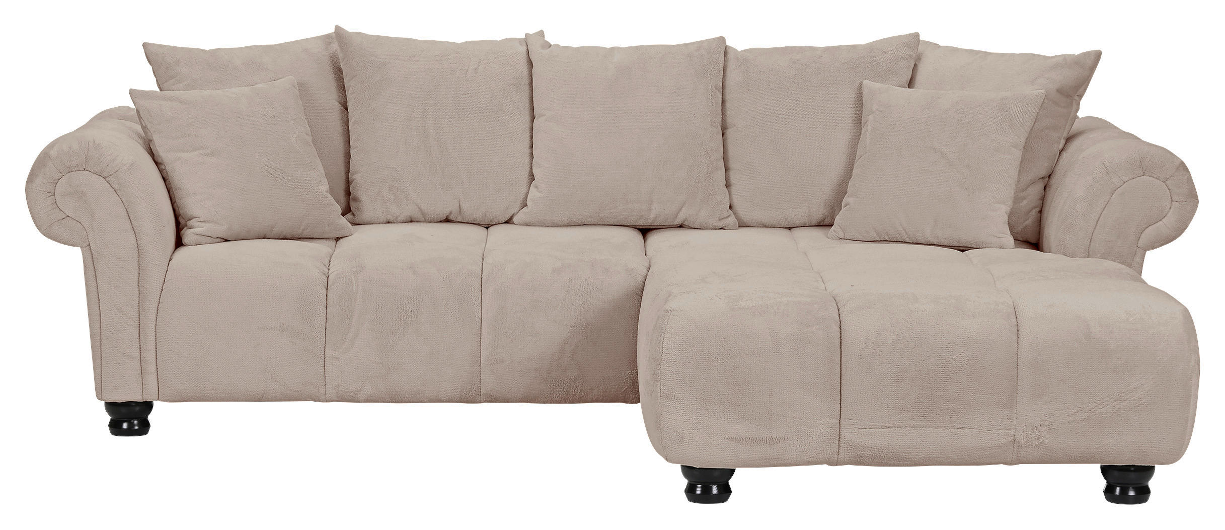 ECKSOFA Beige Plüsch  - Dunkelbraun/Beige, KONVENTIONELL, Holz/Textil (288/190cm) - Carryhome