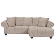 ECKSOFA  in Plüsch Beige  288/190 cm  - Dunkelbraun/Beige, KONVENTIONELL, Holz/Textil (288/190cm) - Carryhome