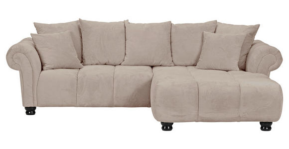 ECKSOFA  in Plüsch Beige  288/190 cm  - Dunkelbraun/Beige, KONVENTIONELL, Holz/Textil (288/190cm) - Carryhome