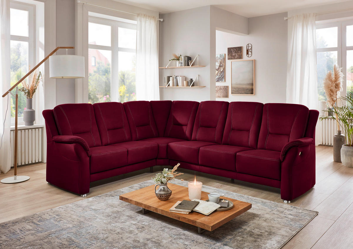 ECKSOFA  in Mikrofaser Rot  223/275 cm  - Beige/Rot, KONVENTIONELL, Textil/Metall (223/275cm) - Beldomo Comfort