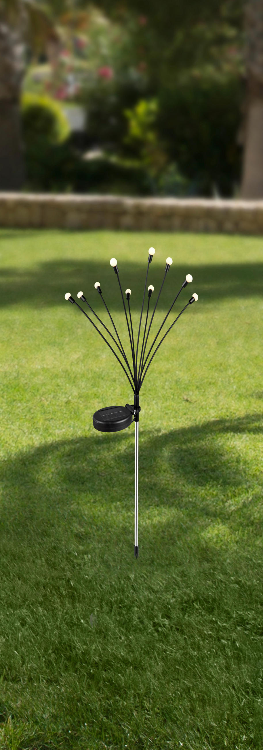 SOLÁRNÍ SVÍTIDLO, 8,5/5/74 cm - černá/barvy stříbra, Trend, kov/plast (8,5/5/74cm) - Ambia Garden