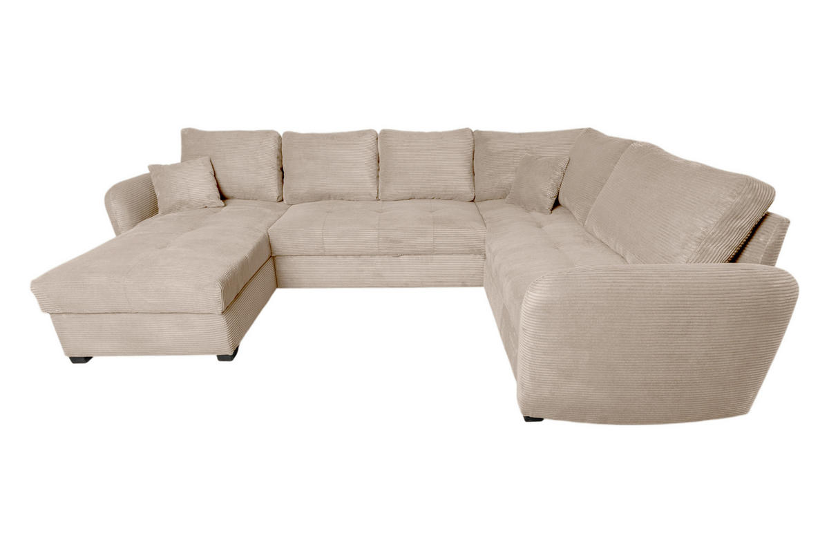 WOHNLANDSCHAFT SORINA Hellbraun Cord  - Hellbraun/Schwarz, Design, Kunststoff/Textil (157/305/202cm) - MID.YOU