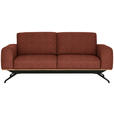 3-SITZER-SOFA in Struktur Rostfarben  - Rostfarben/Schwarz, Design, Holz/Textil (196/85-104/95cm) - Novel
