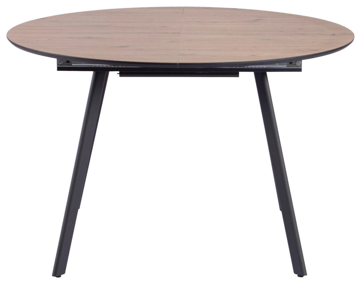 ESSTISCH 120/160/120/76 cm Nachbildung  Metall, Holzwerkstoff ausziehbar oval Schwarz, Eiche Artisan  - Schwarz/Eiche Artisan, MODERN, Holzwerkstoff/Metall (120/160/120/76cm) - Livetastic
