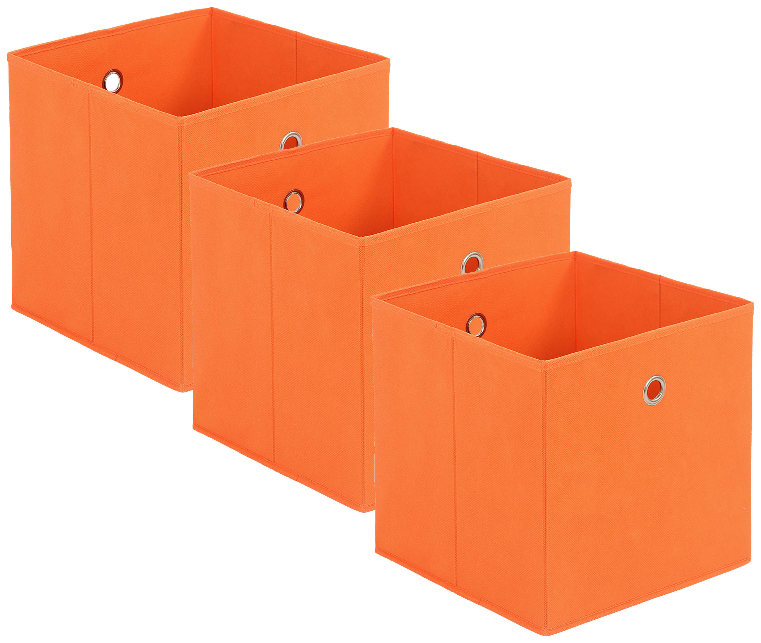 FALTBOX 3er Set - Silberfarben/Orange, Design, Karton/Textil (32/32/32cm) - Carryhome