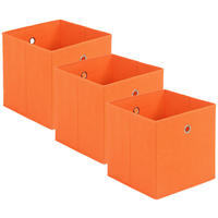 FALTBOX 3er Set - Silberfarben/Orange, Design, Karton/Textil (32/32/32cm) - Carryhome