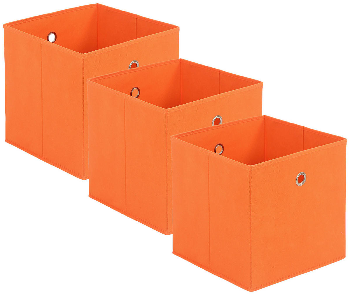 FALTBOX 3er Set - Silberfarben/Orange, Design, Karton/Textil (32/32/32cm) - Carryhome