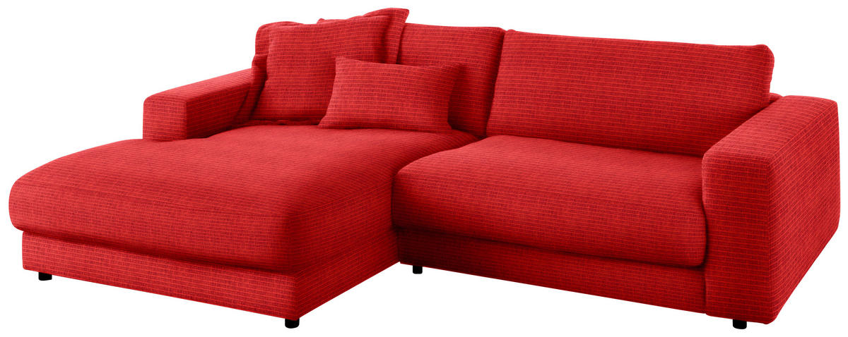 ECKSOFA in Chenille Orange  - Schwarz/Orange, Design, Kunststoff/Textil (190/270cm) - Lomoco