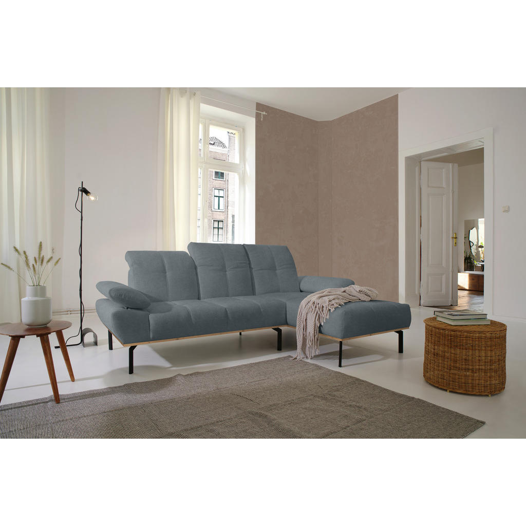 Thumbnail - Mid.you Ecksofa, Grau, Textil, Uni, 3-Sitzer, L-Form, 242x170 cm, Made in EU, FSC Mix, seitenverkehrt erhältlich, Rücken...