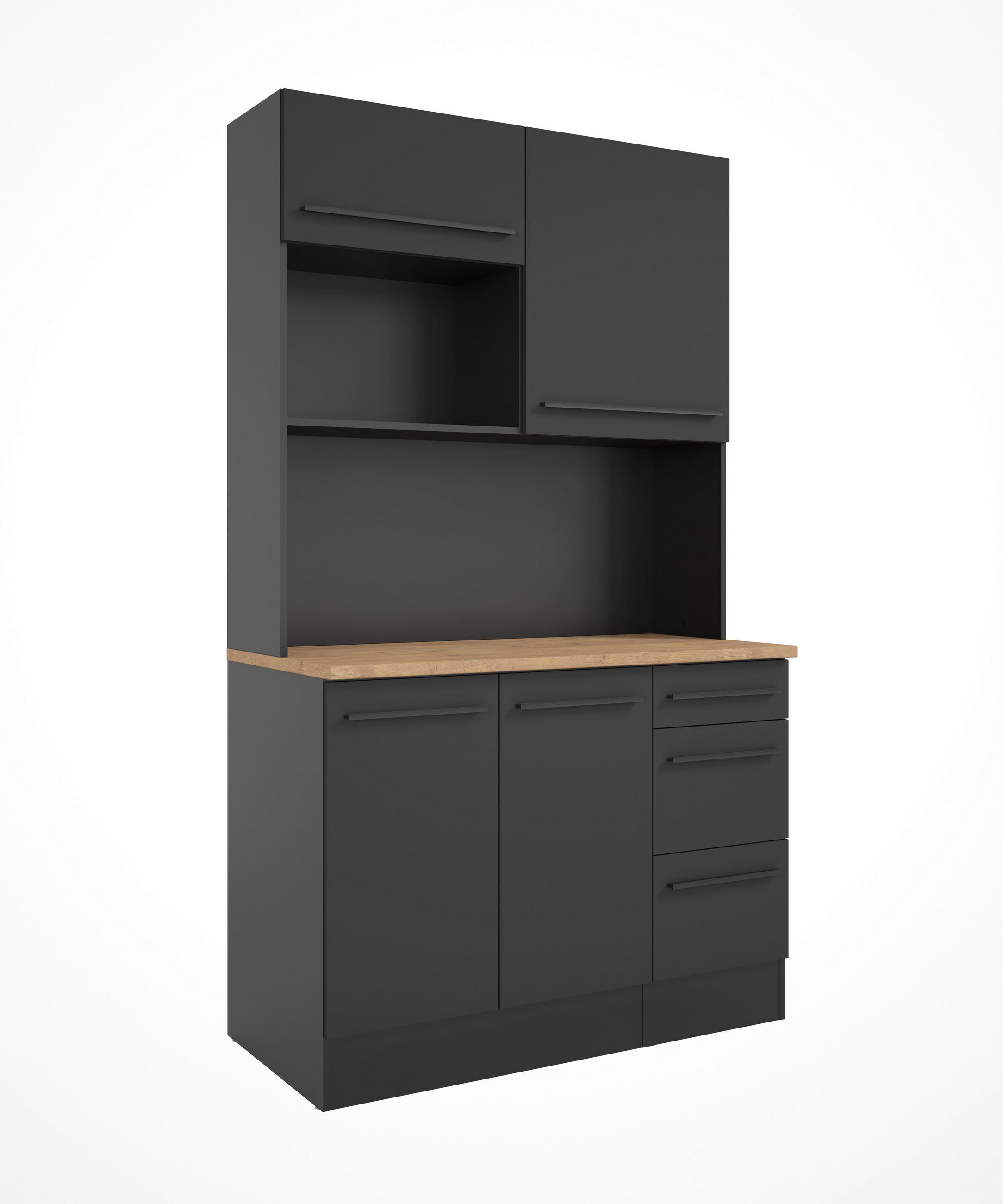 BUFFET 120/211/60 cm  in Schwarz, Eichefarben  - Eichefarben/Schwarz, LIFESTYLE, Holzwerkstoff/Kunststoff (120/211/60cm) - P & B