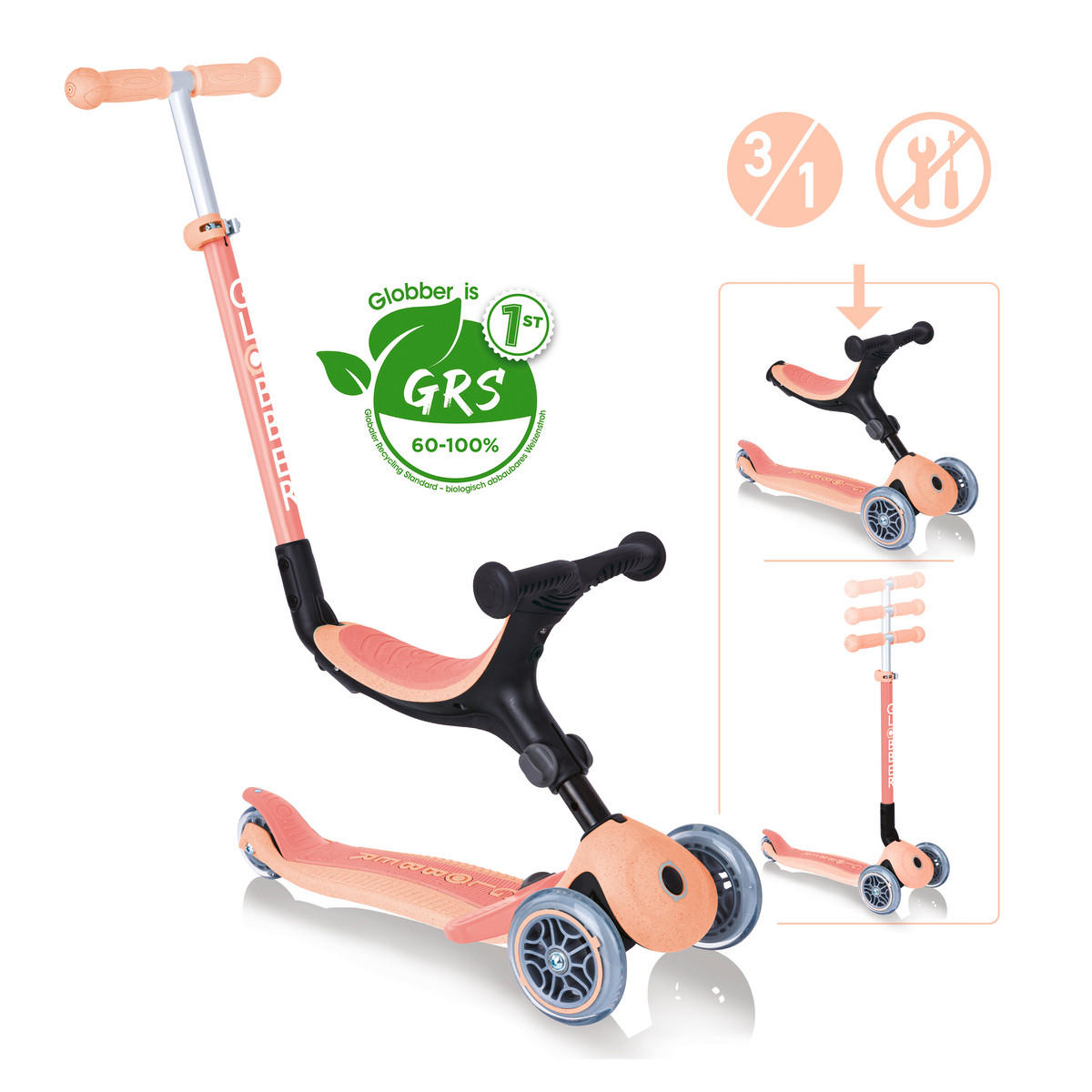 LAUFRAD GO-UP FOLDABLE PLUS ECO 3IN1  - Orange, LIFESTYLE (73/28/89cm) - GLOBBER