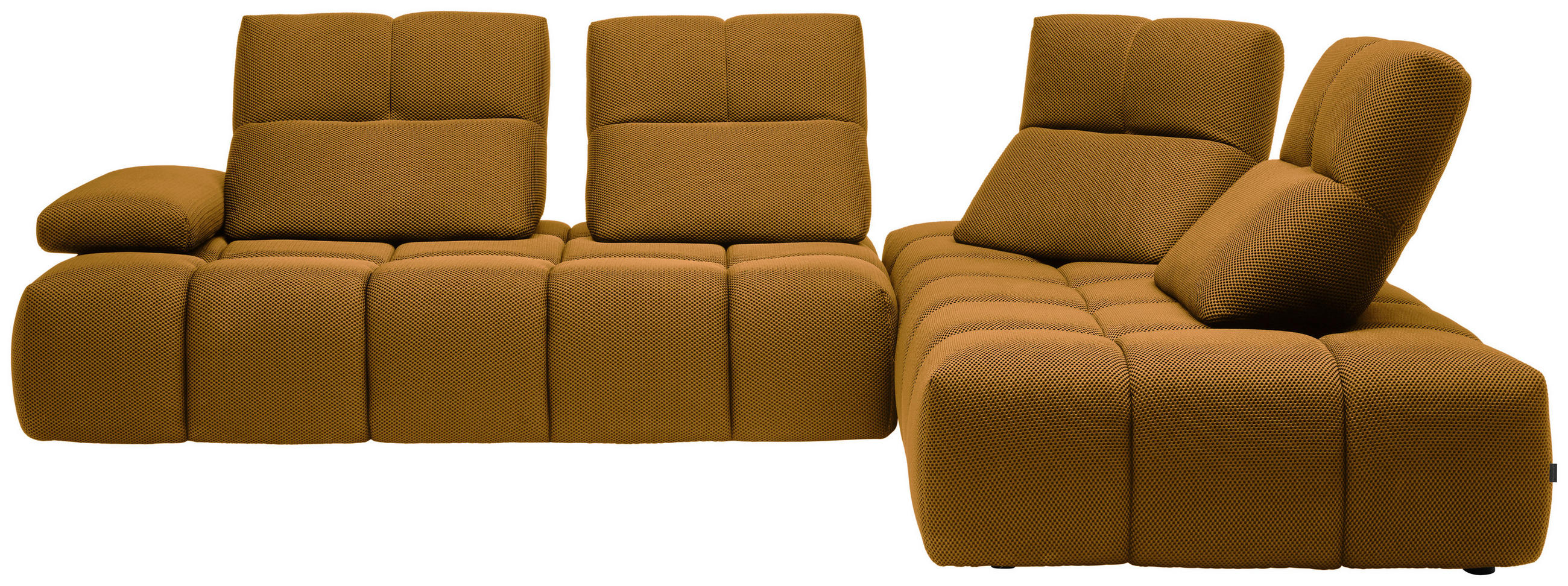 ECKSOFA in Struktur Senfgelb  313/233 cm  - Senfgelb/Schwarz, Design, Kunststoff/Textil (313/233cm) - Emilio Belluti