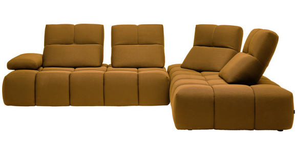 ECKSOFA in Struktur Senfgelb 313/233 cm - Senfgelb/Schwarz, Design, Kunststoff/Textil (313/233cm) - Emilio Belluti