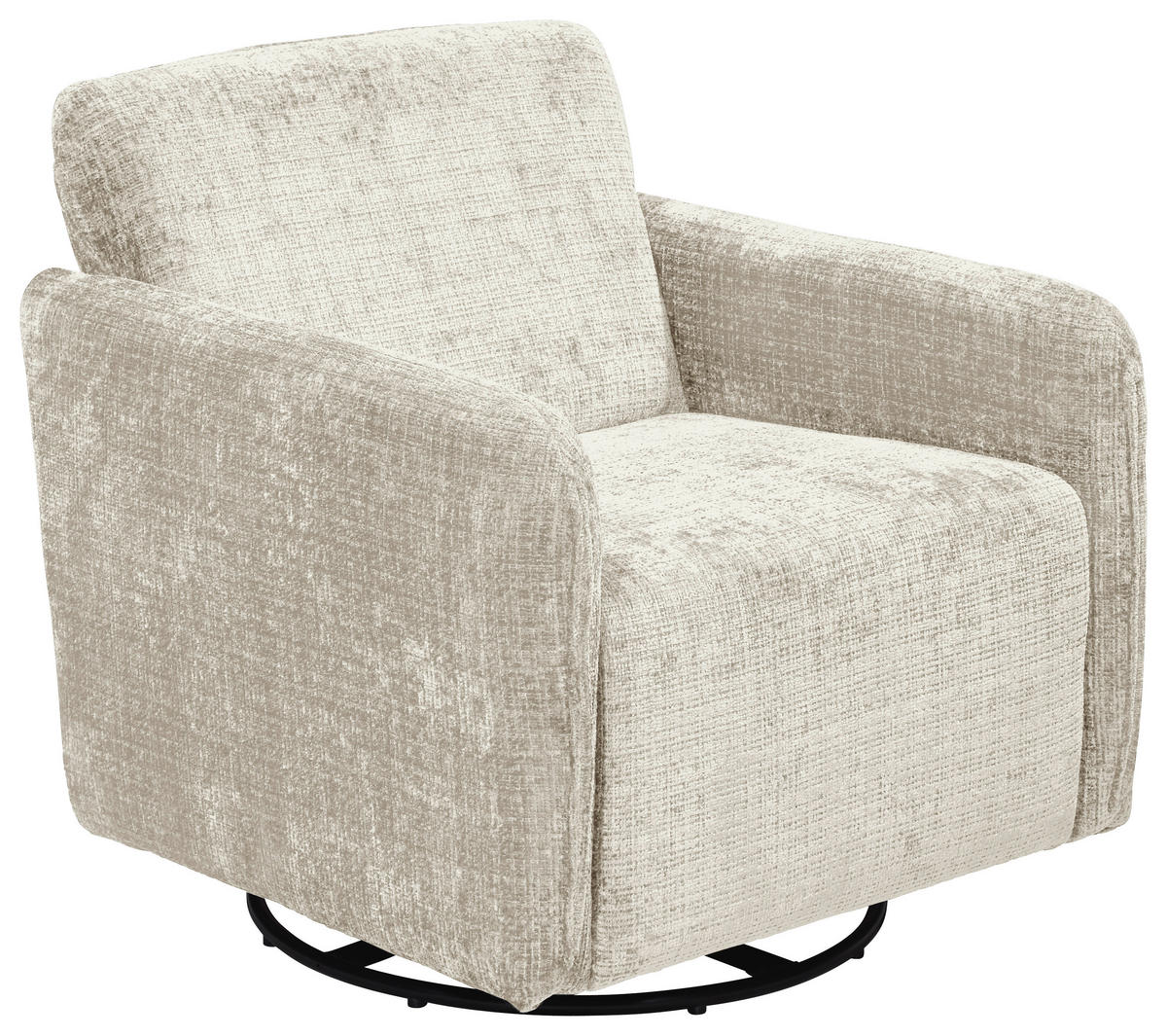 SESSEL in Chenille Beige  - Beige/Schwarz, Basics, Textil/Metall (76/78/81cm) - Livetastic