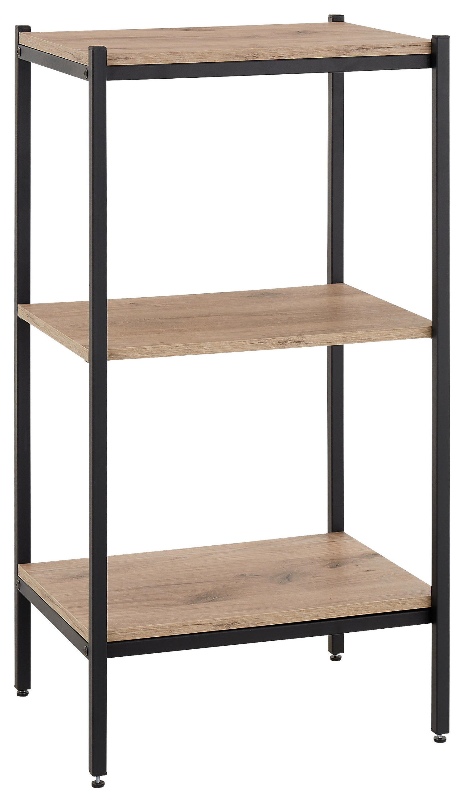STANDREGAL Schwarz, Eichefarben - Eichefarben/Schwarz, Basics, Holzwerkstoff/Metall (50cm) - MID.YOU