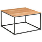 COUCHTISCH Eiche massiv 70/70/41,5 cm quadratisch Schwarz, Eichefarben  - Eichefarben/Schwarz, MODERN, Holz/Metall (70/70/41,5cm) - Johann Jakob