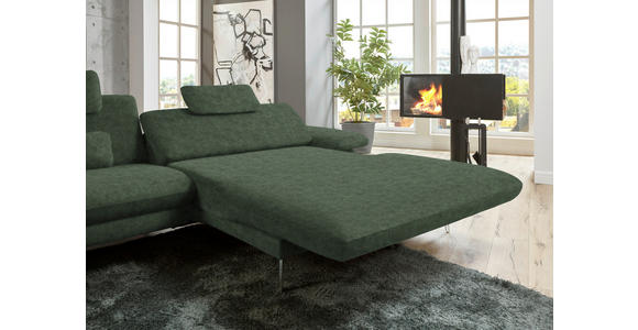 ECKSOFA in Velours Olivgrün 284/184 cm - Schwarz/Olivgrün, Design, Textil/Metall (284/184cm) - Dieter Knoll