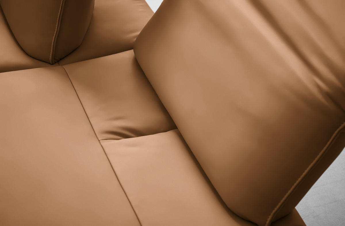 ECKSOFA Echtleder Cognac  - Cognac/Anthrazit, Design, Leder/Metall (290/230cm) - Johann Jakob