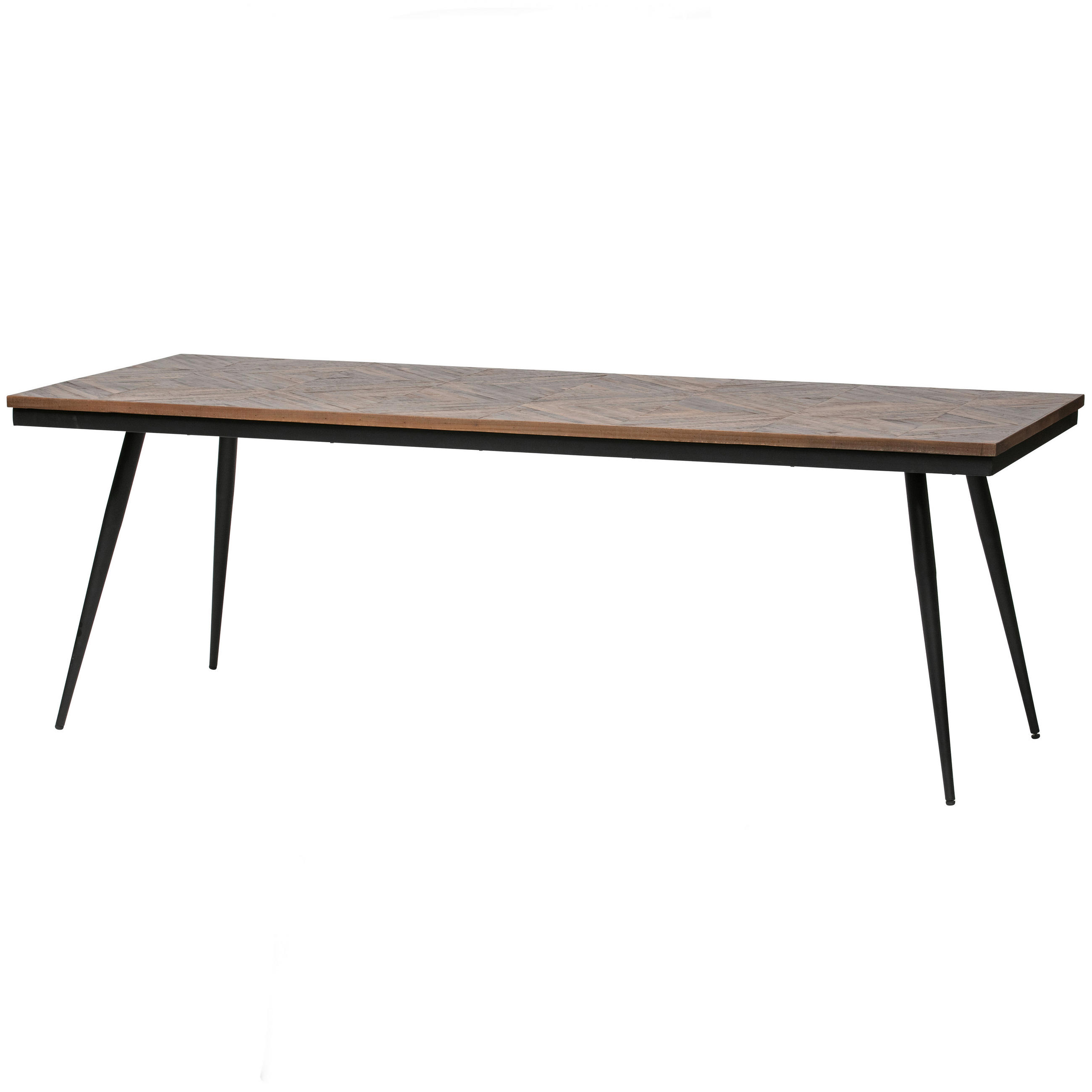 ESSTISCH Teakholz massiv rechteckig Teakfarben  - Schwarz/Teakfarben, Design, Holz/Metall (220/90/76cm) - Livetastic