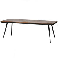ESSTISCH Teakholz massiv rechteckig Teakfarben  - Schwarz/Teakfarben, Design, Holz/Metall (220/90/76cm) - Livetastic