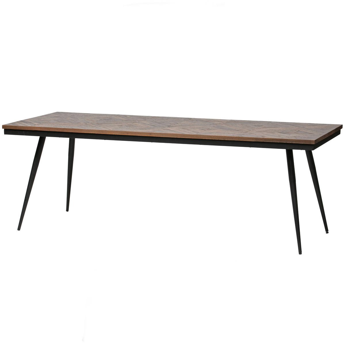 ESSTISCH Teakholz massiv rechteckig Teakfarben  - Schwarz/Teakfarben, Design, Holz/Metall (220/90/76cm) - Livetastic