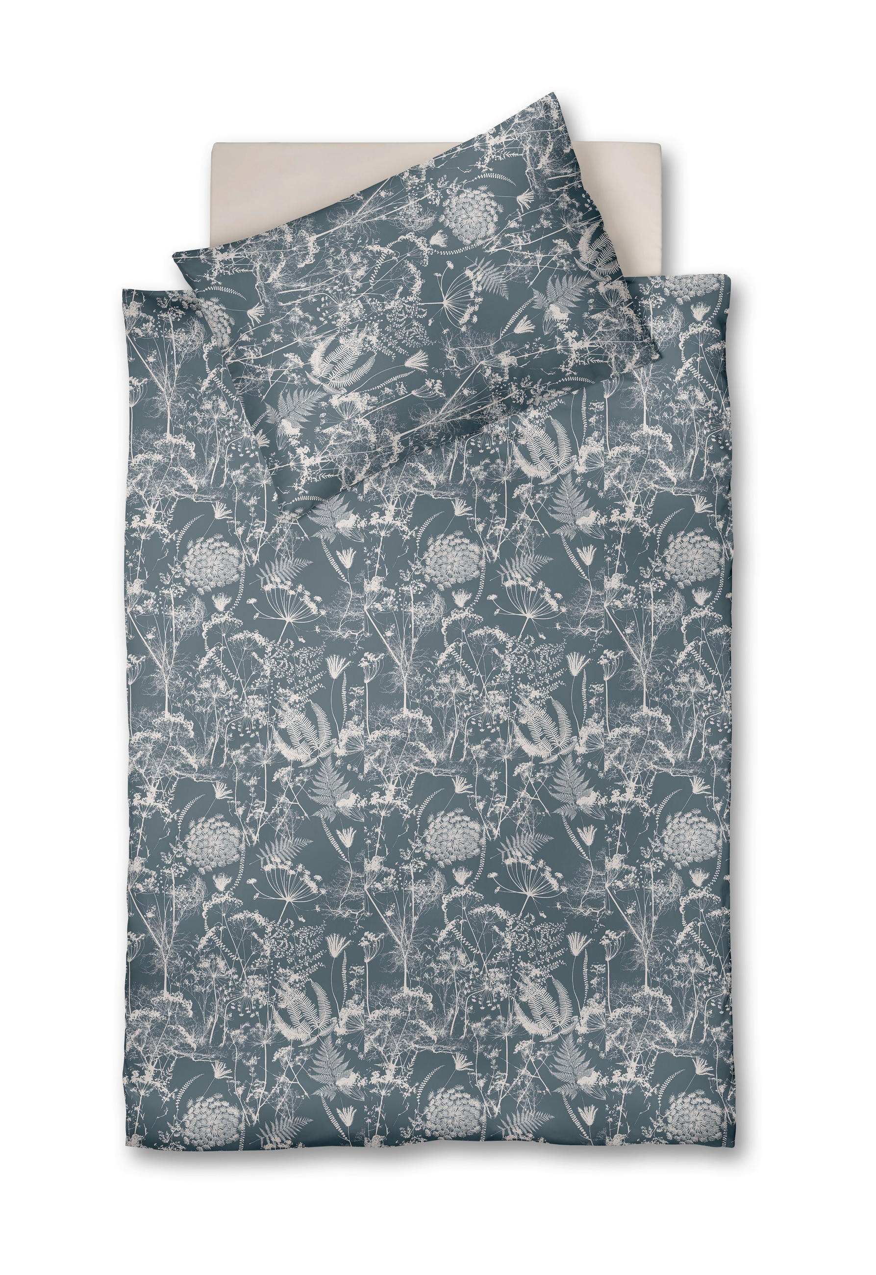 POVLEČENÍ, makosatén, šedobéžová, šedomodrá, 140/200 cm  - šedomodrá/šedobéžová, Basics, textil (140/200cm) - Fleuresse