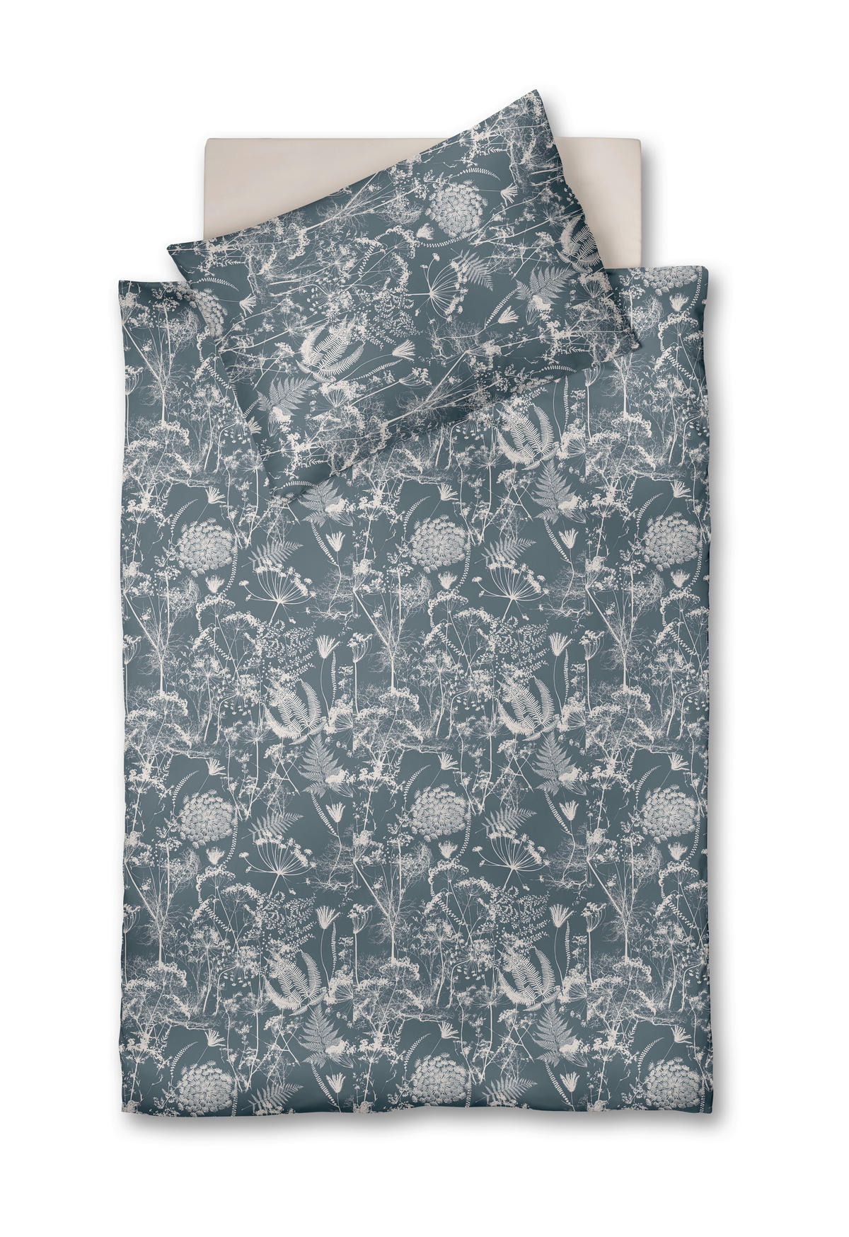 POVLEČENÍ, makosatén, šedobéžová, šedomodrá, 140/200 cm  - šedomodrá/šedobéžová, Basics, textil (140/200cm) - Fleuresse