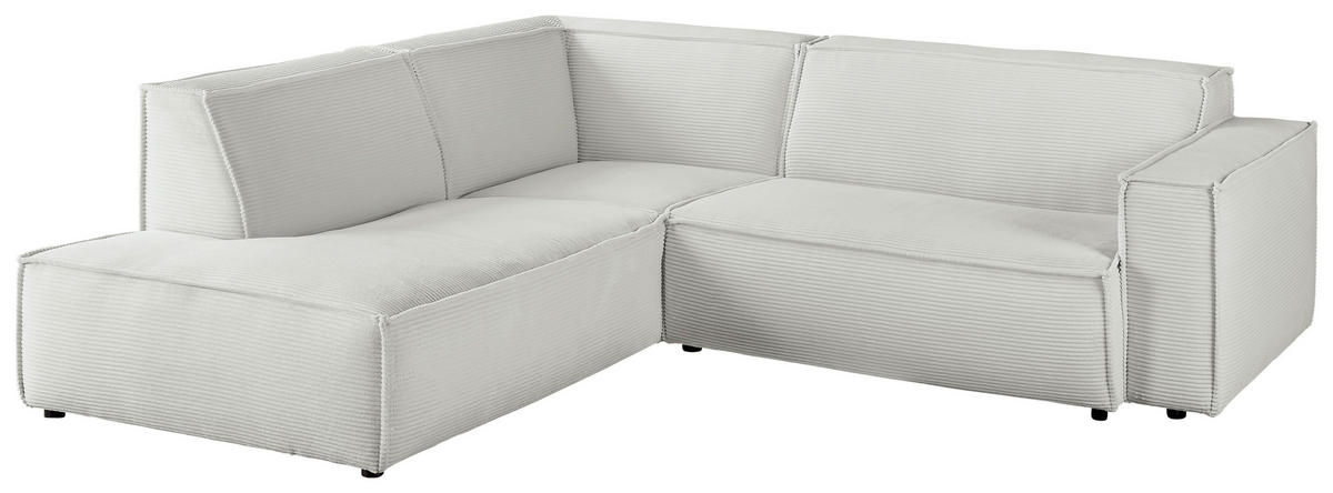 ECKSOFA Hellgrau Cord  - Hellgrau/Schwarz, KONVENTIONELL, Kunststoff/Textil (224/254cm) - Hom`in