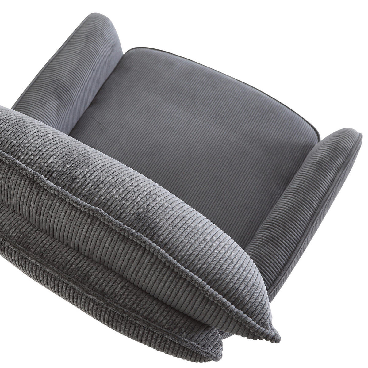 ARMLEHNSTUHL  Stoffauswahl, Sitzfläche 360° drehbar, automatische Rückholfunktion Cord  - Anthrazit/Schwarz, Design, Textil/Metall (60/95/62cm) - Novel