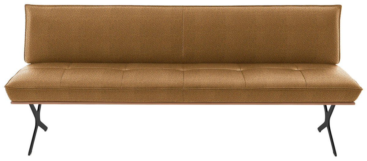 SITZBANK in Holz, Textil Schwarz, Nussbaumfarben, Currygelb  - Currygelb/Nussbaumfarben, Design, Holz/Textil (194/88/66cm) - Koinor