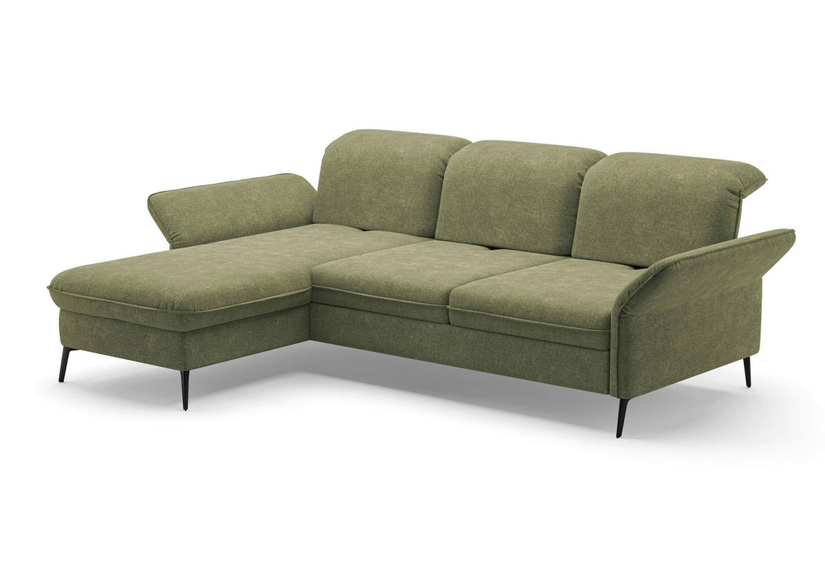 ECKSOFA in Flachgewebe Hellgrün  198/264 cm  - Schwarz/Hellgrün, KONVENTIONELL, Textil/Metall (198/264cm) - Sit & More