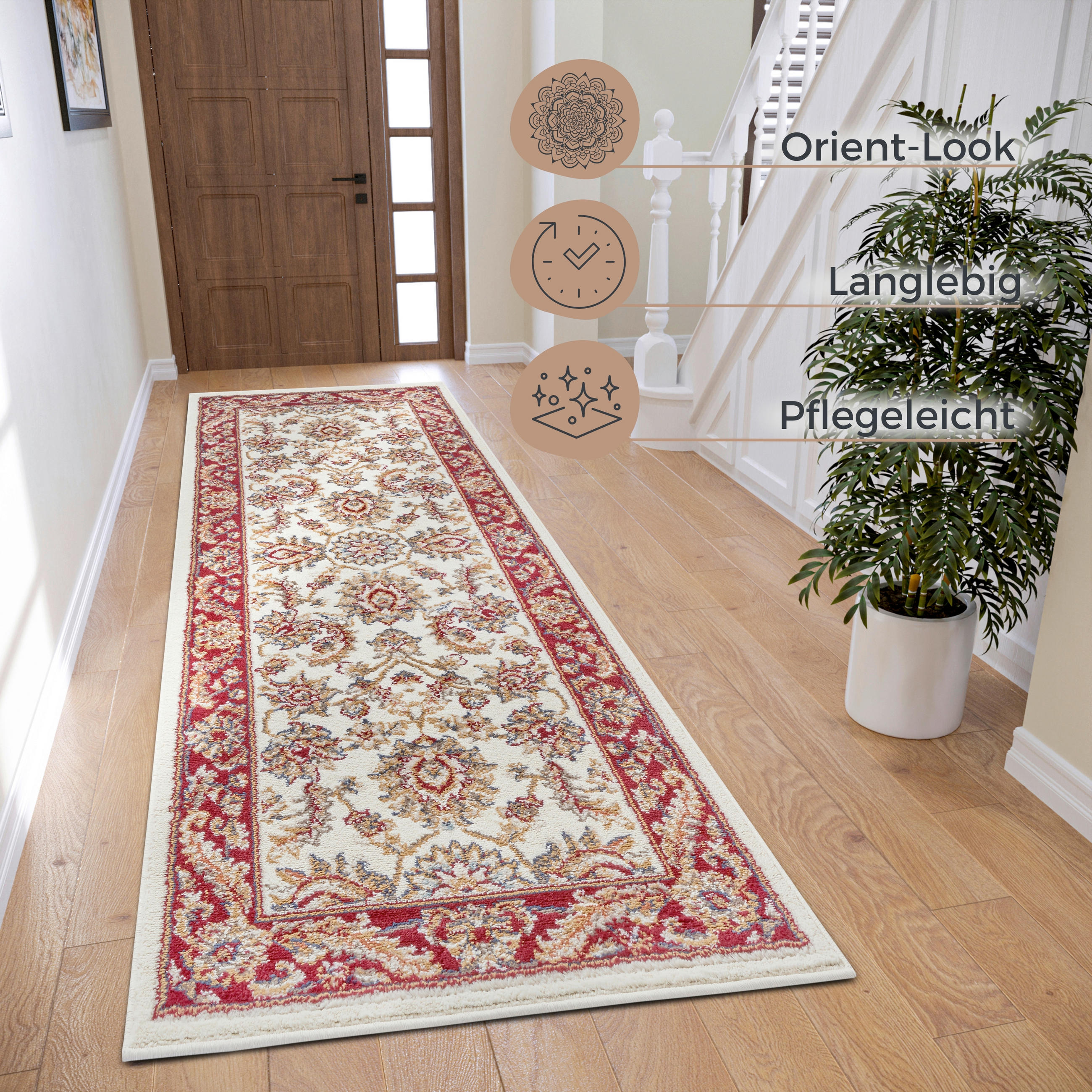 LÄUFER 80/240 cm Luxor  - Rot/Creme, Design, Kunststoff/Textil (80/240cm)