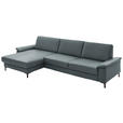 ECKSOFA  in Echtleder Blaugrau  176/334 cm  - Blaugrau/Schwarz, Design, Leder/Metall (176/334cm) - Dieter Knoll