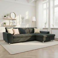 ECKSOFA MERIDIAN Schwarz Mikrofaser Schlaffunktion, Rücken echt, Liegefläche im Originalstoff  - Chromfarben/Schwarz, KONVENTIONELL, Textil/Metall (278/171cm) - MID.YOU