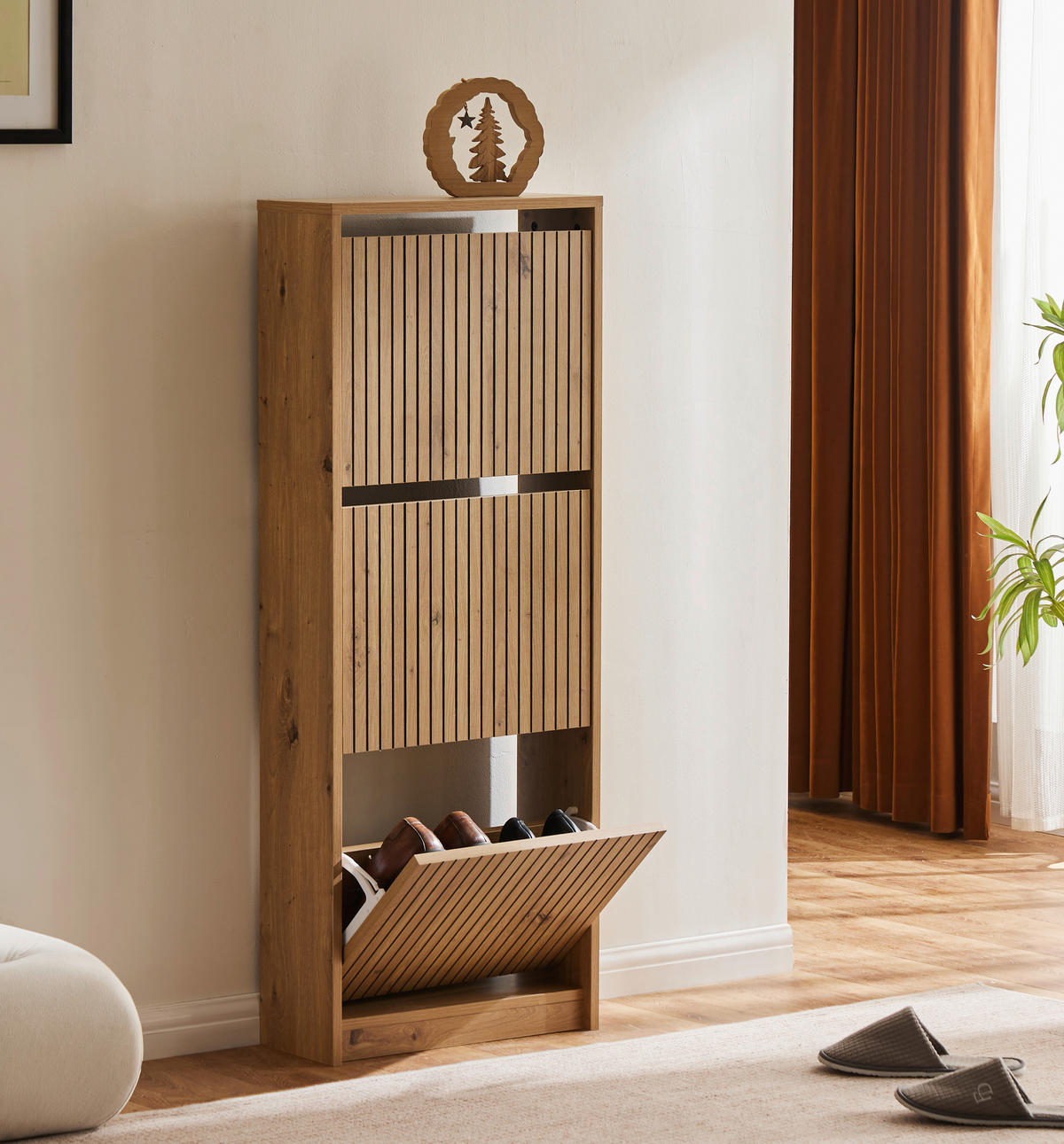 SCHUHKIPPER  in 49/122/18 cm  - Eichefarben, Design, Holzwerkstoff (49/122/18cm) - Carryhome