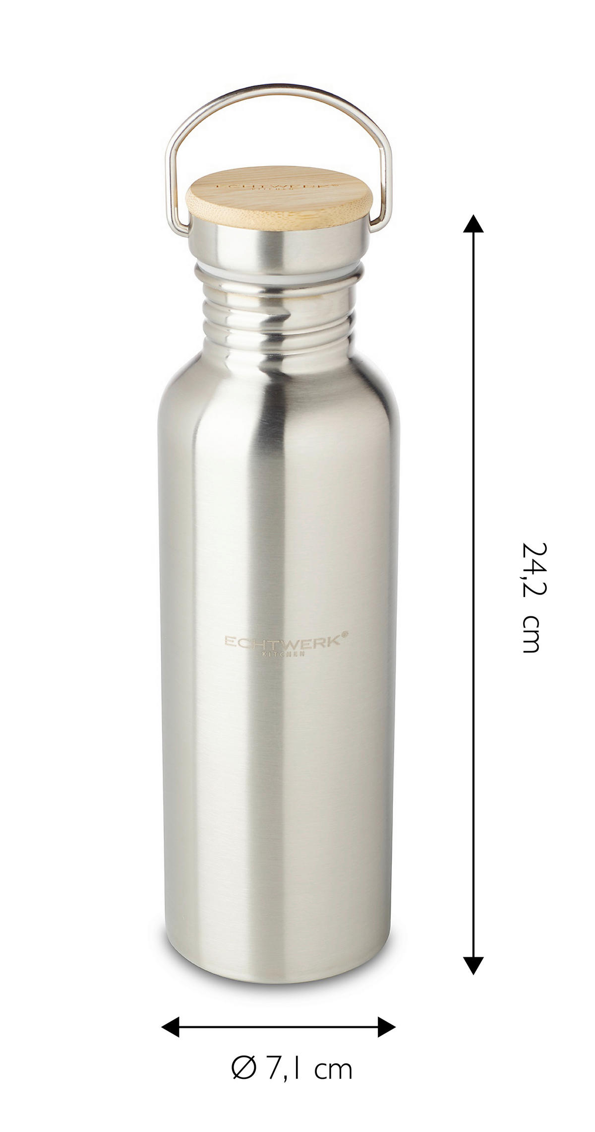 ISOLIERFLASCHE 0,75 L  - Silberfarben, Basics, Metall (7/24cm) - Echtwerk