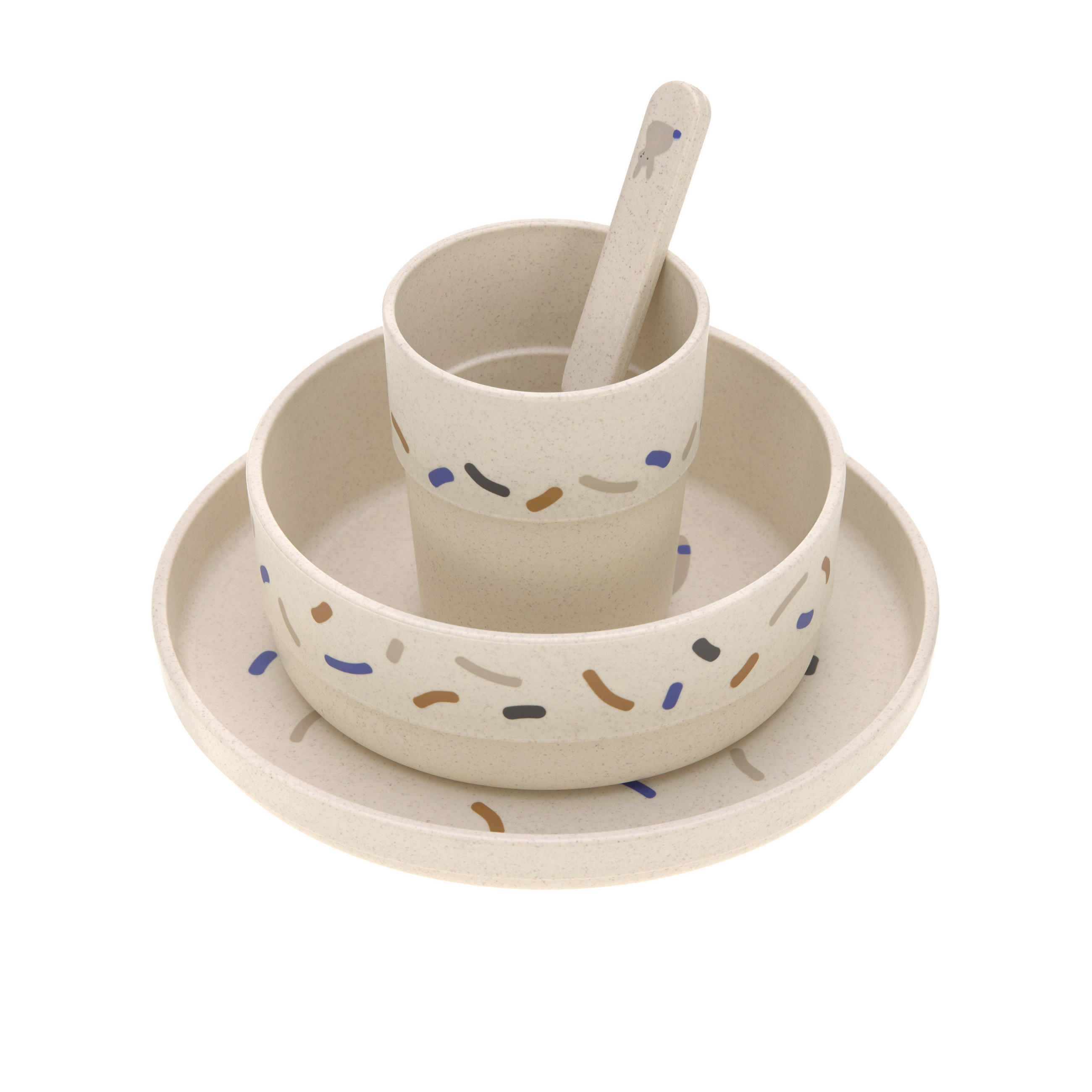 KINDERGESCHIRRSET Little Mateys  - Blau/Beige, Basics, Naturmaterialien/Kunststoff (22,7/7,2/26cm) - Lässig