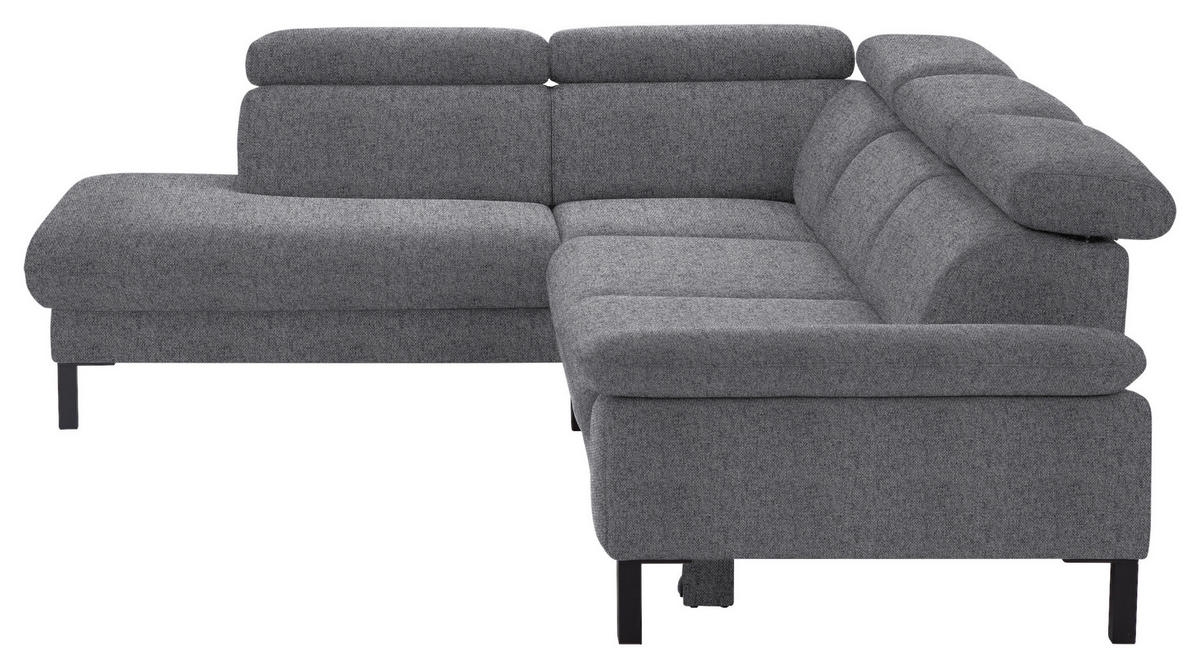 ECKSOFA in Flachgewebe Grau  - Schwarz/Grau, Design, Holzwerkstoff/Textil (217/272cm) - Pure Home Comfort